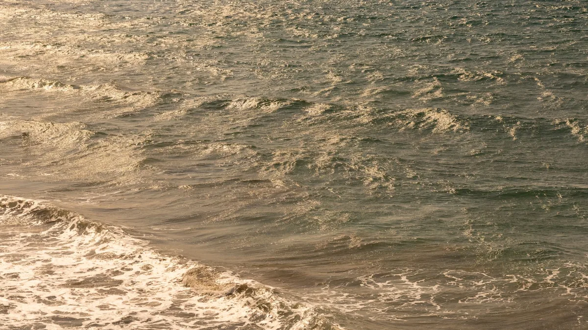 Capture of gentle sea waves with a golden hue during early morning light, showcasing natural beauty.